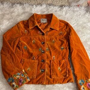 Moe Orange Embroidered Velvet Jacket/blazer